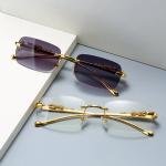 Rimless Rectangle Leopard Head Sunglasse