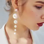 Simulated Pearl Long Earrings