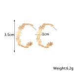 "Bohemian Golden Flower C-Shaped Drop Earrings