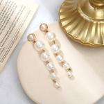 Simulated Pearl Long Earrings