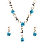 French Style Jewelry Set with Red Rose Flowers