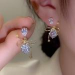 "New Fashion Zircon Leaf Tassel Earrings