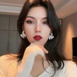 Exaggerated Mosaic Rhinestone Bow Earrings