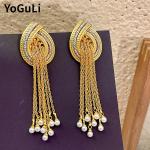 Fashion Simulated Pearl Tassel Earrings
