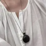 "ATS Cute Brown & Black Wood Flagon Pendant Necklace