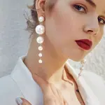 Simulated Pearl Long Earrings