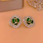 Korean Green Crystal Drop Earrings