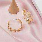 "Bohemian Golden Flower C-Shaped Drop Earrings