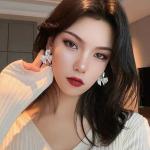 Exaggerated Mosaic Rhinestone Bow Earrings