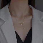Fashion Camellia Pearl Zircon Necklace