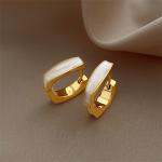 "France-Inspired Light Luxury Enamel Rhinestone Hoop Earrings