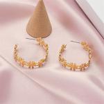 "Bohemian Golden Flower C-Shaped Drop Earrings