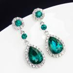 Korean Green Crystal Drop Earrings