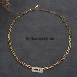 "Women's Lucky Beaded Zircon Choker Necklace – Gold Color Geometry Style, 2024 High-Quality Jewelry"