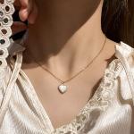 Fashion Cute Love Heart Shaped Pendant Necklace Pearl Chain Shiny Women 2023 Aesthetic Jewelry Choker Wedding Party Jewelry Gift