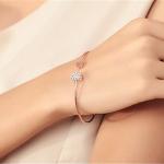 Charm Bracelet Bangles, Love Heart-Shaped Crystal, Double Opening, Fashion Bijoux, Wholesale Accessories.