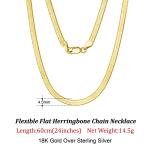 ORSA JEWELS 925 Sterling Silver 3mm Gold Herringbone Snake Chain Necklace for Women.