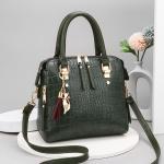 Luxurious Crocodile Embossed Tote Handbag – Spacious Crossbody Satchel, Solid Color Design