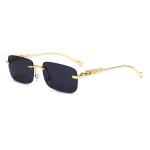 New Rimless Rectangle Leopard Head Sunglasses – Vintage Metal Frameless Tinted Shades for Men and Women.
