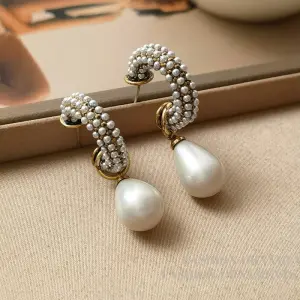 vTrendy Teardrop Simulated Pearl Earring