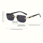 1pc Rimless Rectangle Sunglasses – Stylish Square Shades for Men and Women, Perfect for Beach and Vacation.