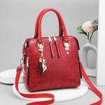 Luxurious Crocodile Embossed Tote Handbag – Spacious Crossbody Satchel, Solid Color Design