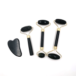 Obsidian Jade Roller & Gouache Scraper - Natural facial massager for skin care, body lifting, and beauty.
