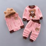 "Baby Boys & Girls 3PCS Fleece Hoodie Set – Warm Toddler Outerwear with Tops & Pants"