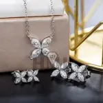 Moissanite Diamond 1CT/2CT Earrings & Pendant Necklace, 925 Silver, Bridal & Party Fine Jewelry.