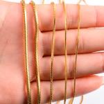 "Stainless Steel Square Snake Chain Necklace – Gold Color, 0.9-2.4mm, for Men & Women"