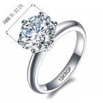 "Never Fade 18K White Gold Solitaire Ring - 2 Carat Zirconia Diamond Wedding Band for Women"