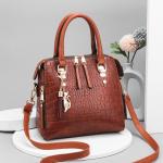 Luxurious Crocodile Embossed Tote Handbag – Spacious Crossbody Satchel, Solid Color Design