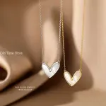 "Minimalist PVD Gold-Plated Shell Heart Necklace for Women – Classic Wedding & Party Jewelry"