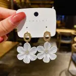 White Flower Dangle Earrings