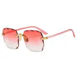 Stylish Square Rimless Sunglasses – Fashionable gradient mirror lenses for a chic, frameless look. Designer sunglasses for women.