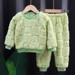 Children's Autumn/Winter Pajama Set – Korean Style, Boys & Girls, Plus Velvet, Warm Homewear.