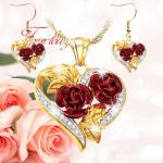 3pcs Elegant Rose Jewelry Set - Sparkling Rhinestones, Perfect for Birthdays, Anniversaries & Parties.