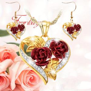 3pcs Elegant Rose Jewelry Set - Sparkling Rhinestones, Perfect for Birthdays, Anniversaries & Parties.
