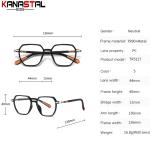 Kids Fashion Glasses, Blue Light Blocking, TR90 Metal Polygon Eyeglasses, Custom Myopia Frames.