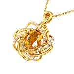 Zircon Flower Spiral Necklace – Stainless Steel, Elegant Crystal Design, Perfect Gift for Women.