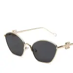 2024 Cat Eye Sunglasses – Small Frame, Metal Design with Chinese Knot Decoration, Trendy for Men and Women.