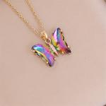 Crystal Butterfly Necklace: Luxury colorful butterfly charm