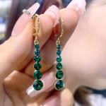 Korean Green Crystal Drop Earrings