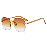 Stylish Square Rimless Sunglasses – Fashionable gradient mirror lenses for a chic, frameless look. Designer sunglasses for women.