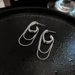 LATS Temperament Metal Tassel Geometric Earrings