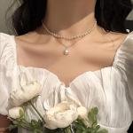 Fashion Cute Love Heart Shaped Pendant Necklace Pearl Chain Shiny Women 2023 Aesthetic Jewelry Choker Wedding Party Jewelry Gift