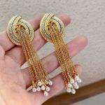 Fashion Simulated Pearl Tassel Earrings – Elegant Temperament Design for Women, Perfect Gift and Ear Accessories.
