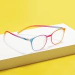 Colorful TR90 Full Rim Round Glasses Frame for Men and Women, Lightweight, Flexible, for Prescription Lenses.