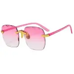 Stylish Square Rimless Sunglasses – Fashionable gradient mirror lenses for a chic, frameless look. Designer sunglasses for women.