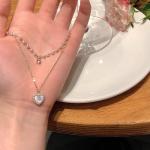 Fashion Cute Love Heart Shaped Pendant Necklace Pearl Chain Shiny Women 2023 Aesthetic Jewelry Choker Wedding Party Jewelry Gift